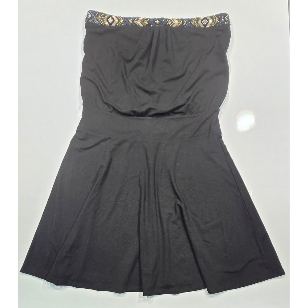 White House Black Market Dress Womens Small Black Strapless Beaded Casual (1267)